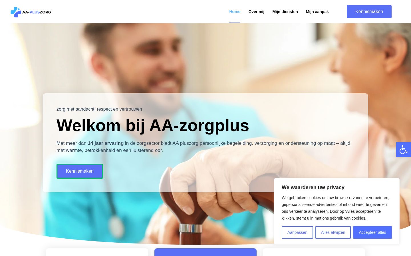 Schermafbeelding van de website aa-pluszorg.nl