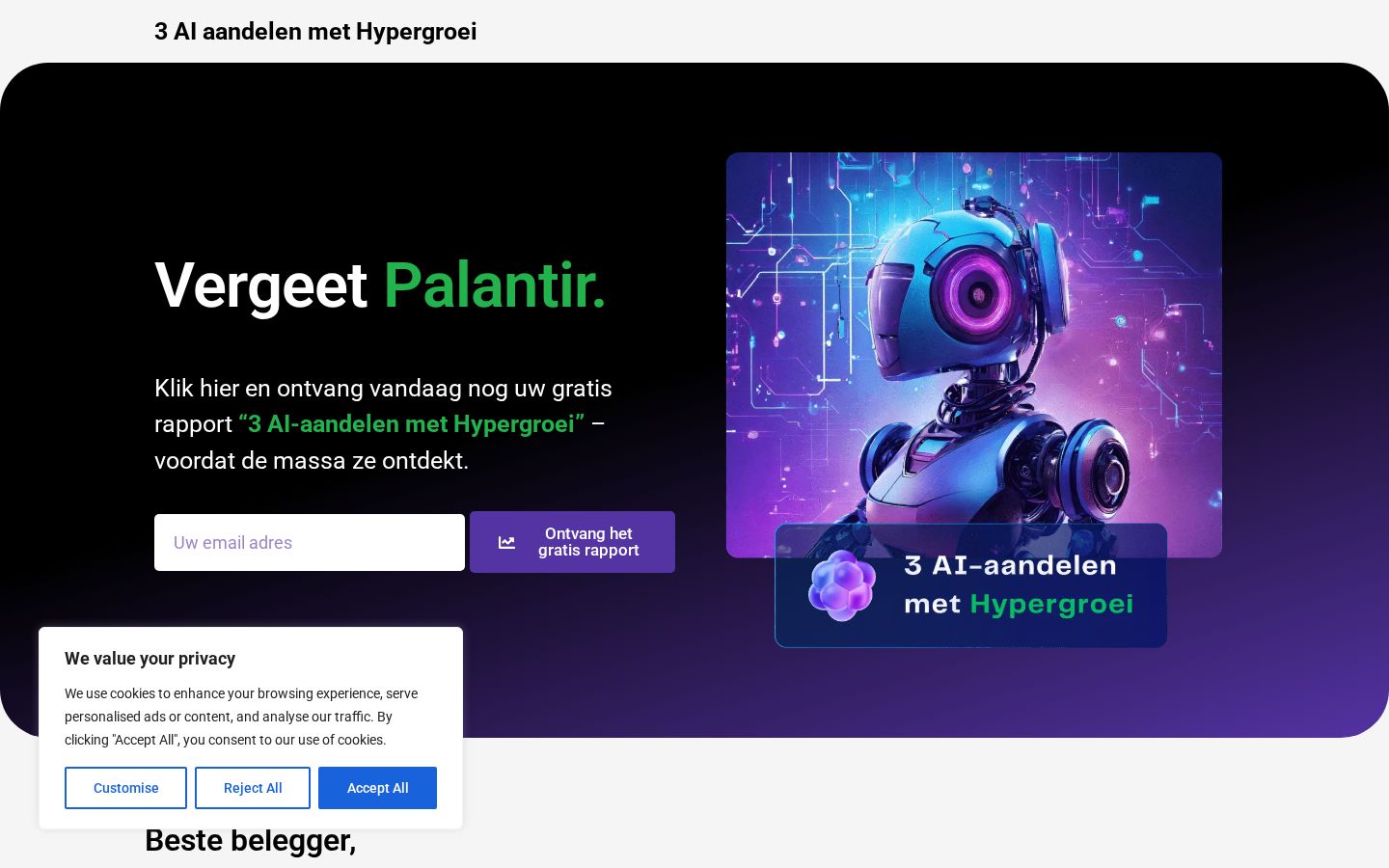 Schermafbeelding van de website ai-aandelen.nl