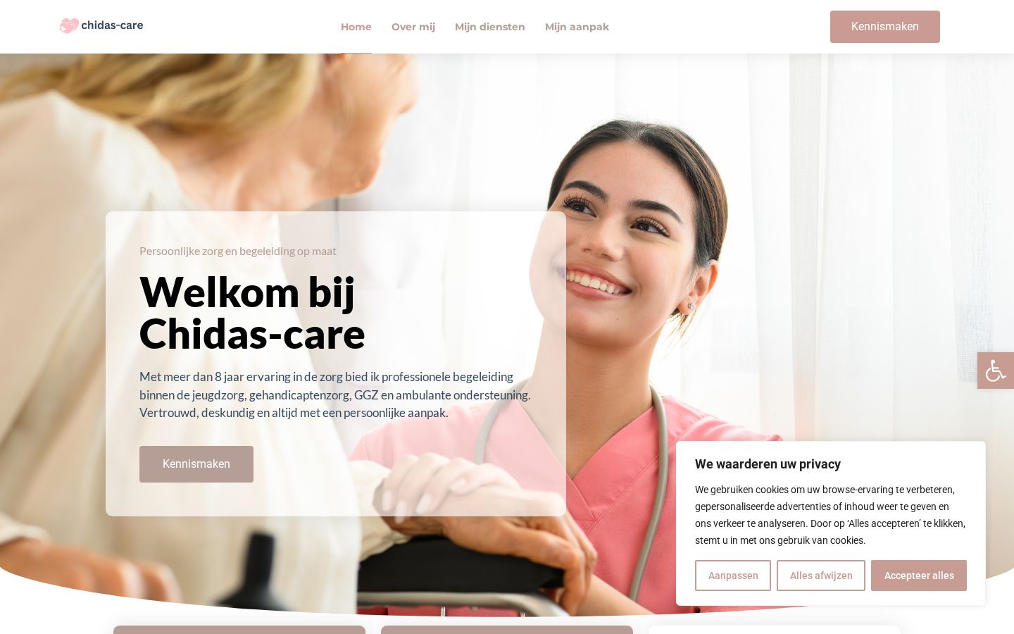 Schermafbeelding van de website chidas-care.nl