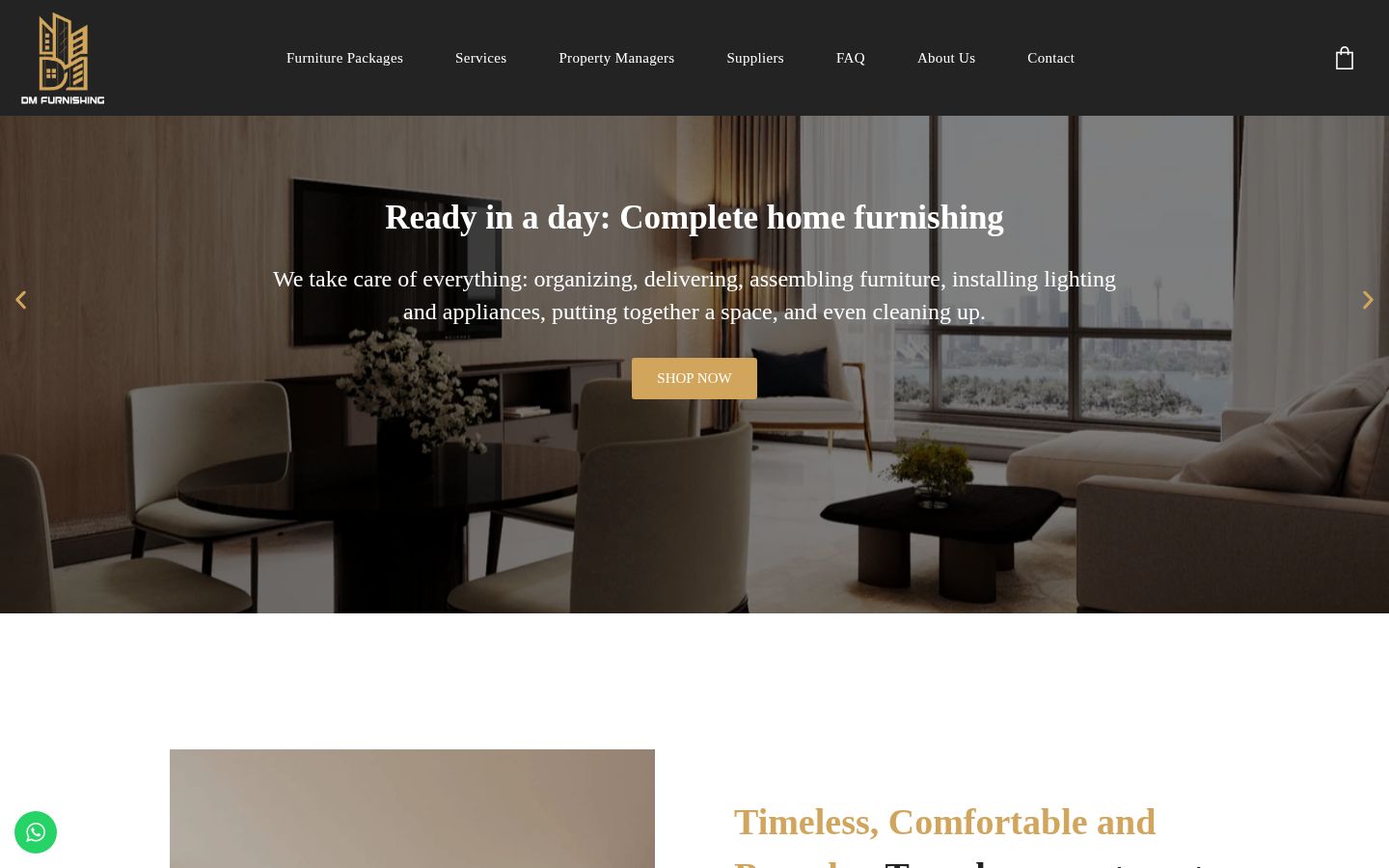 Schermafbeelding van de website dmfurnishing.ae