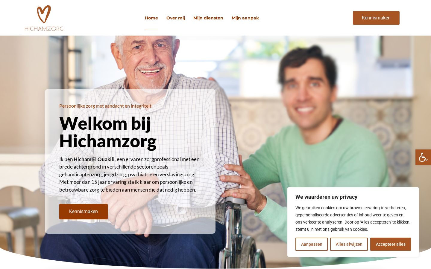 Schermafbeelding van de website hicham-zorg.nl