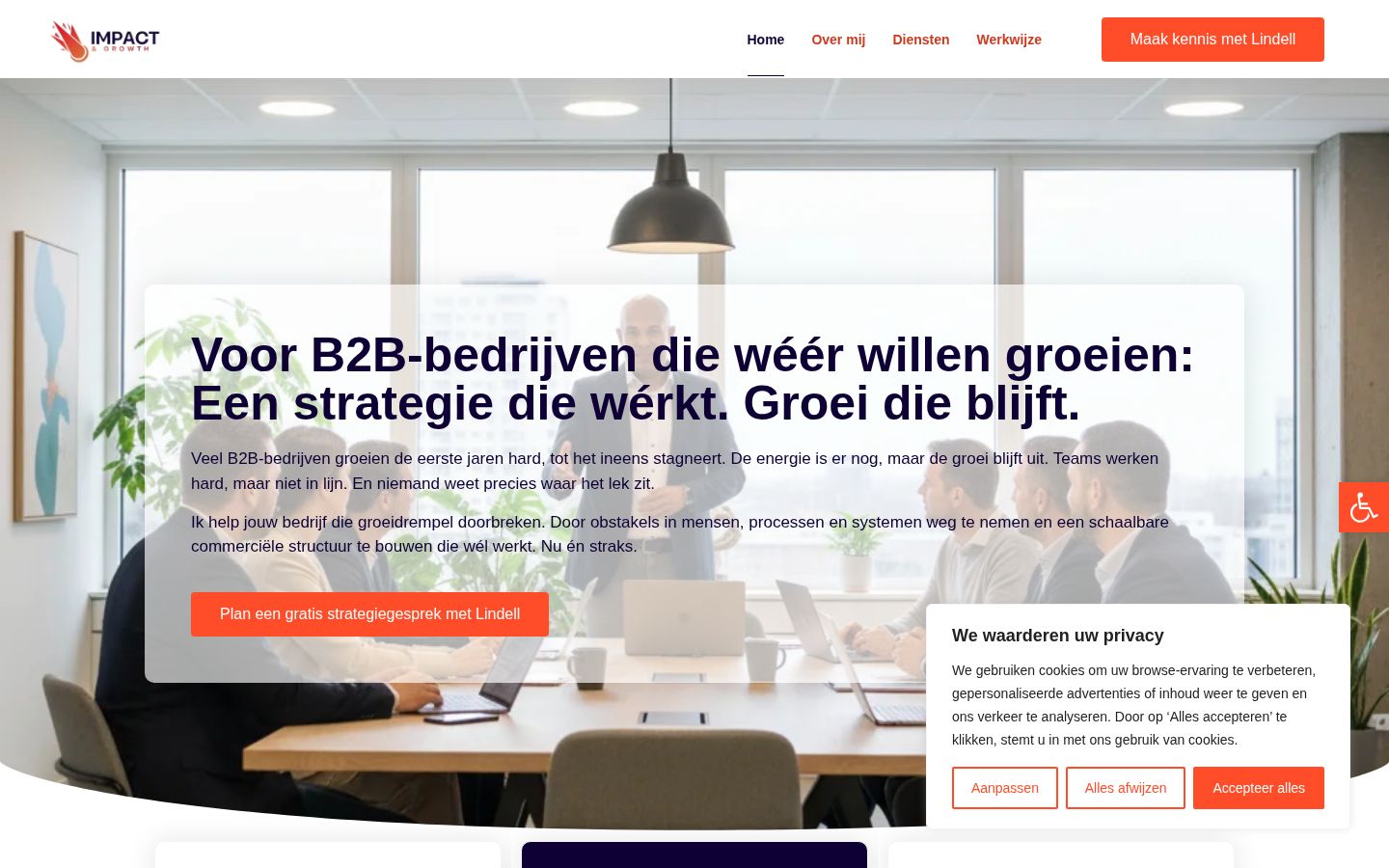 Schermafbeelding van de website impactandgrowth.nl