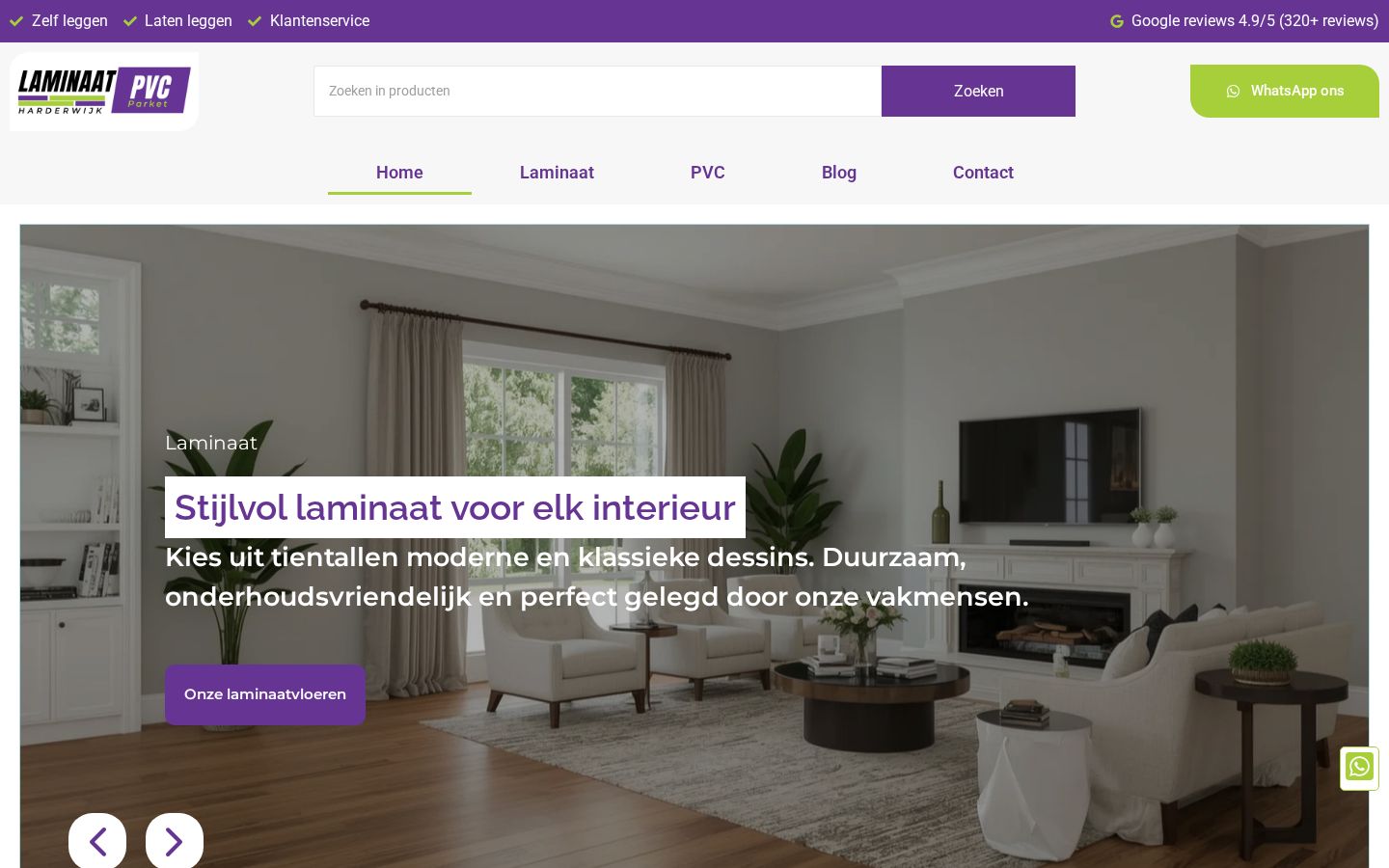 Schermafbeelding van de website laminaatpvcharderwijk.nl