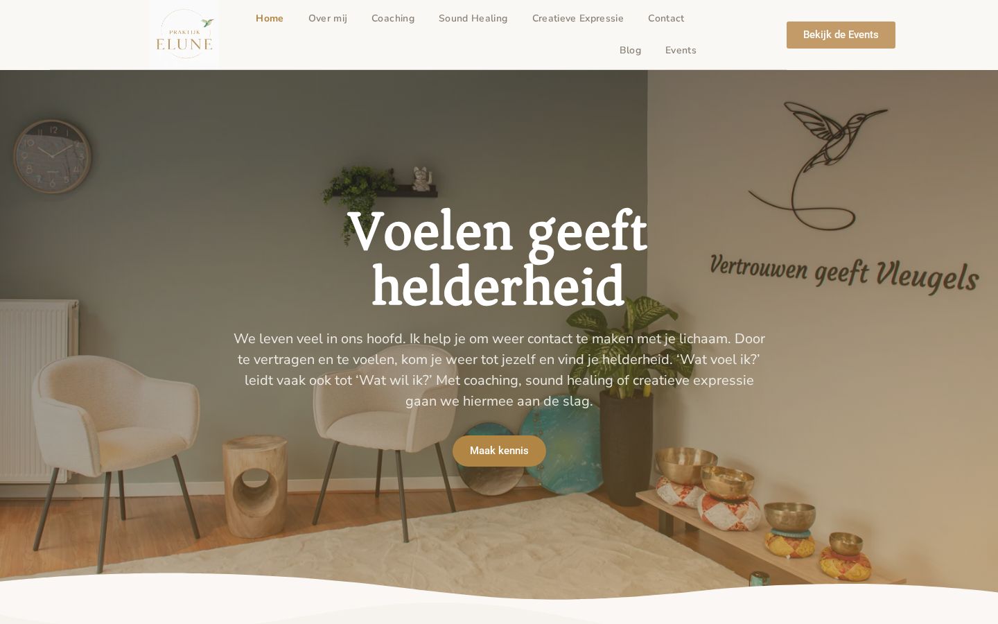 Schermafbeelding van de website praktijkelune.nl