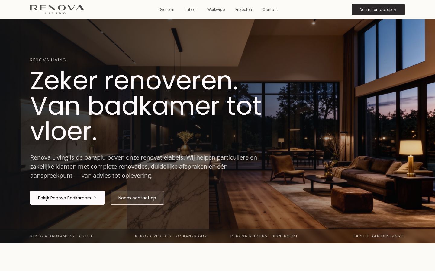 Schermafbeelding van de website renovaliving.nl