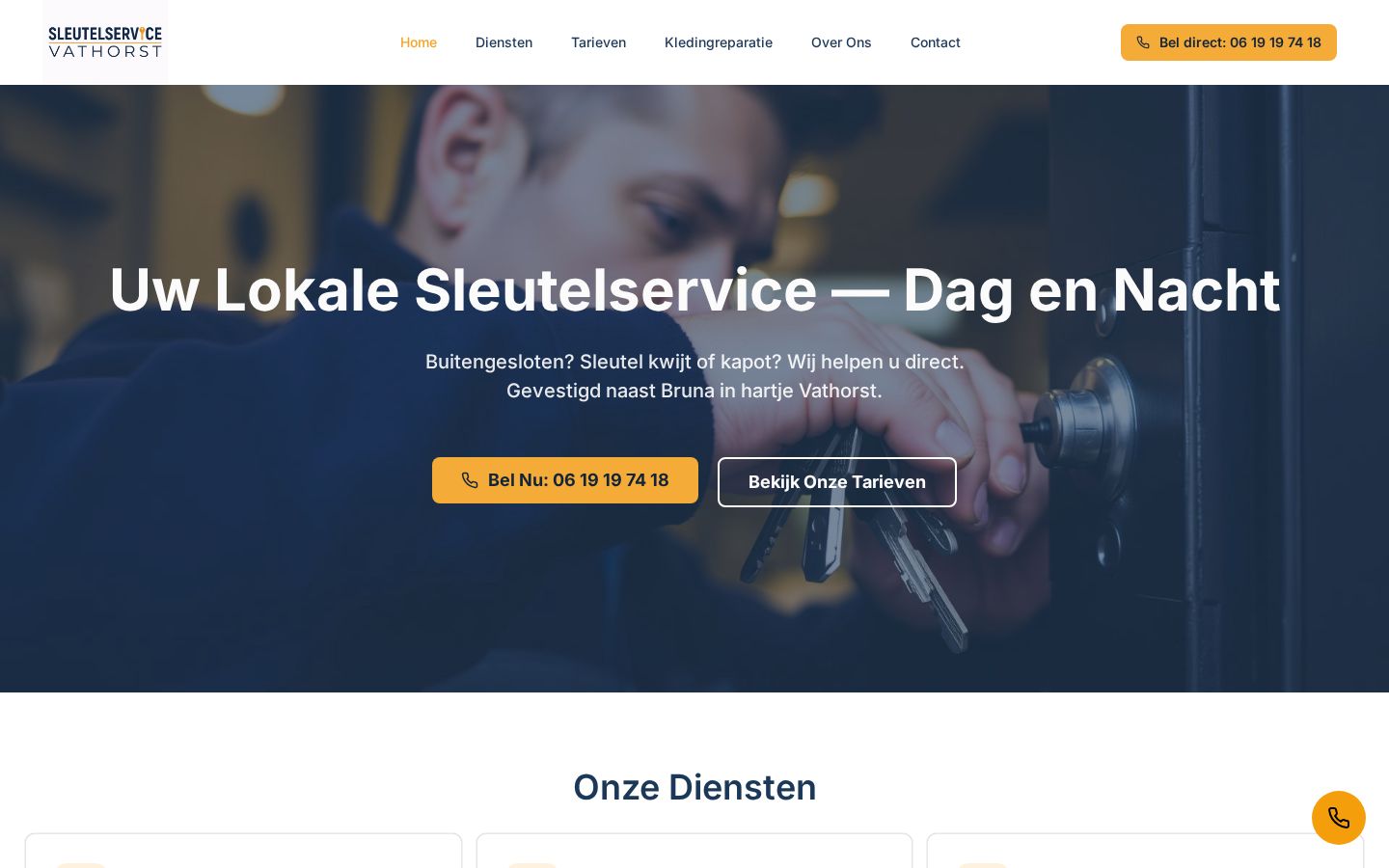Schermafbeelding van de website sleutelservicevathorst.nl
