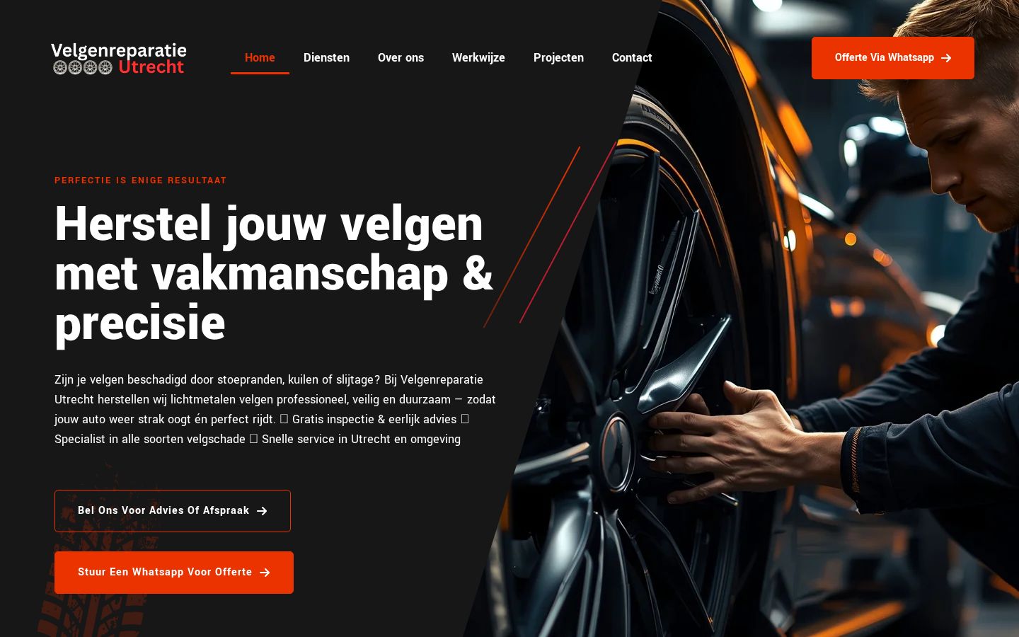 Schermafbeelding van de website velgenreparatieutrecht.com