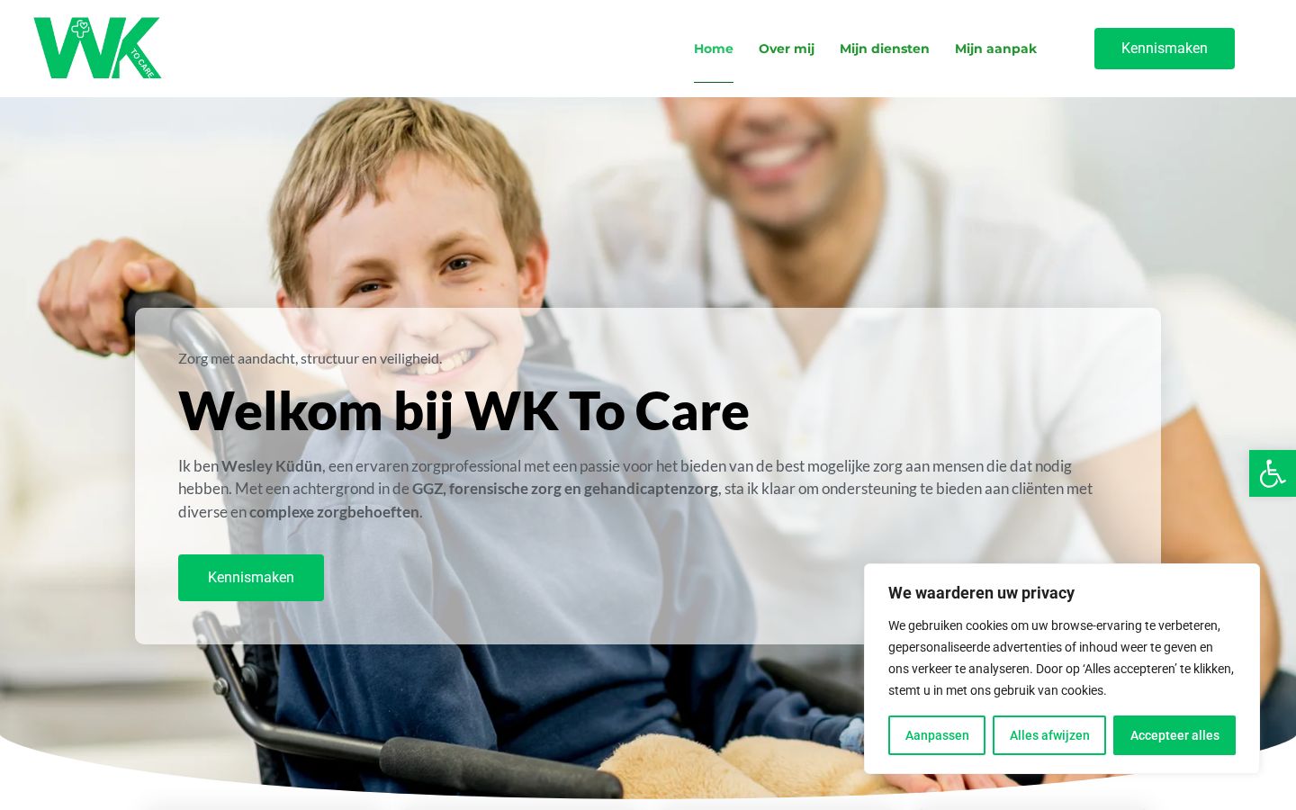 Schermafbeelding van de website wktocare.nl