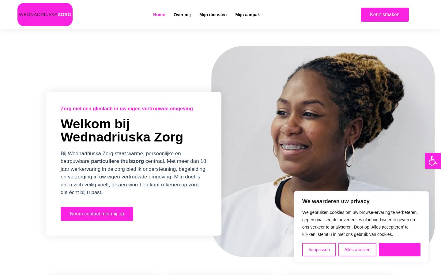 Schermafbeelding van de website wl-zorg.nl