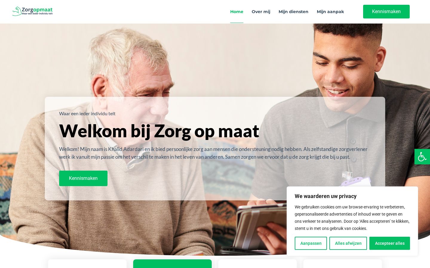 Schermafbeelding van de website zorg-opmaat.com